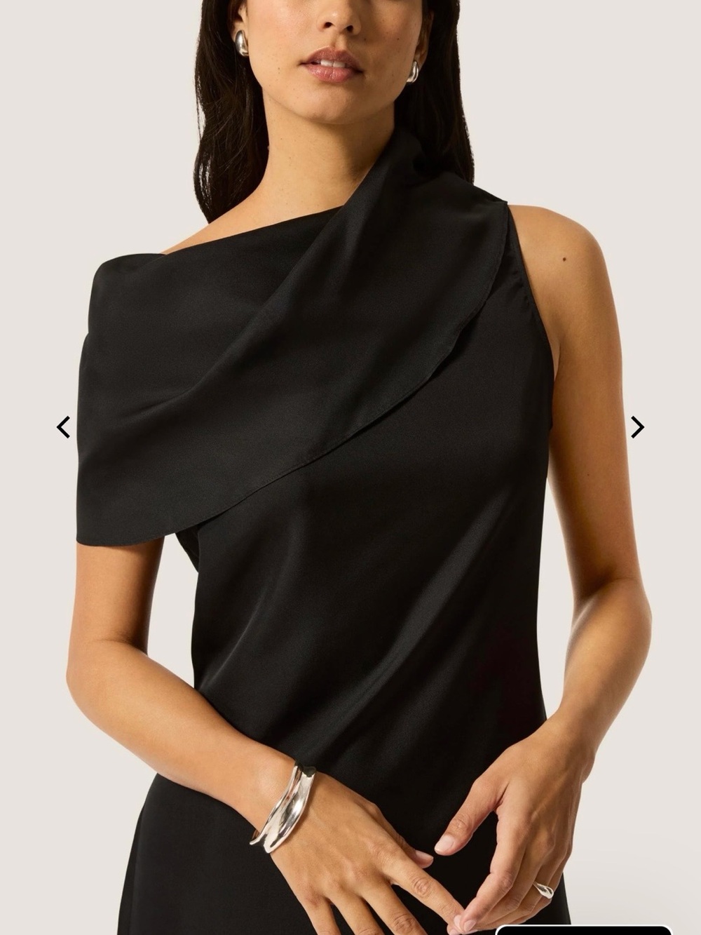 Argent Funnel Neck Dress in Silk Twill black new tags won’t leave up long med! - Picture 4 of 8